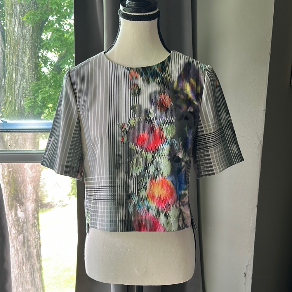 Nanette Lepore Colorblock Crop Blouse